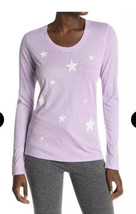 Sundry Women’s Star Print Long Sleeve T-Shirt Scoop Neck Pullover Purple... - £14.80 GBP