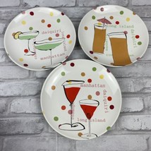 Rosanna Dessert Alcohol 3 Plates 8.25&quot; Daiquiri Manhattan Cosmo Long Island - $356.63 MXN