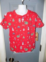 FREE PLANET Red Short Sleeve Santa/Snowman/Robot/Dinosaur Print Shirt Size 5 NEW - £13.79 GBP