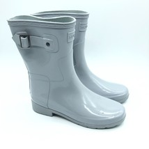 Hunter Womens Original Refined Short Gloss Boots Rubber Slip On Gray Size 5 - £34.05 GBP