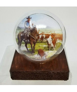 Cowboy Grazing Cattle Light Bulb Wood Base Sculpture Western United States - $18.95