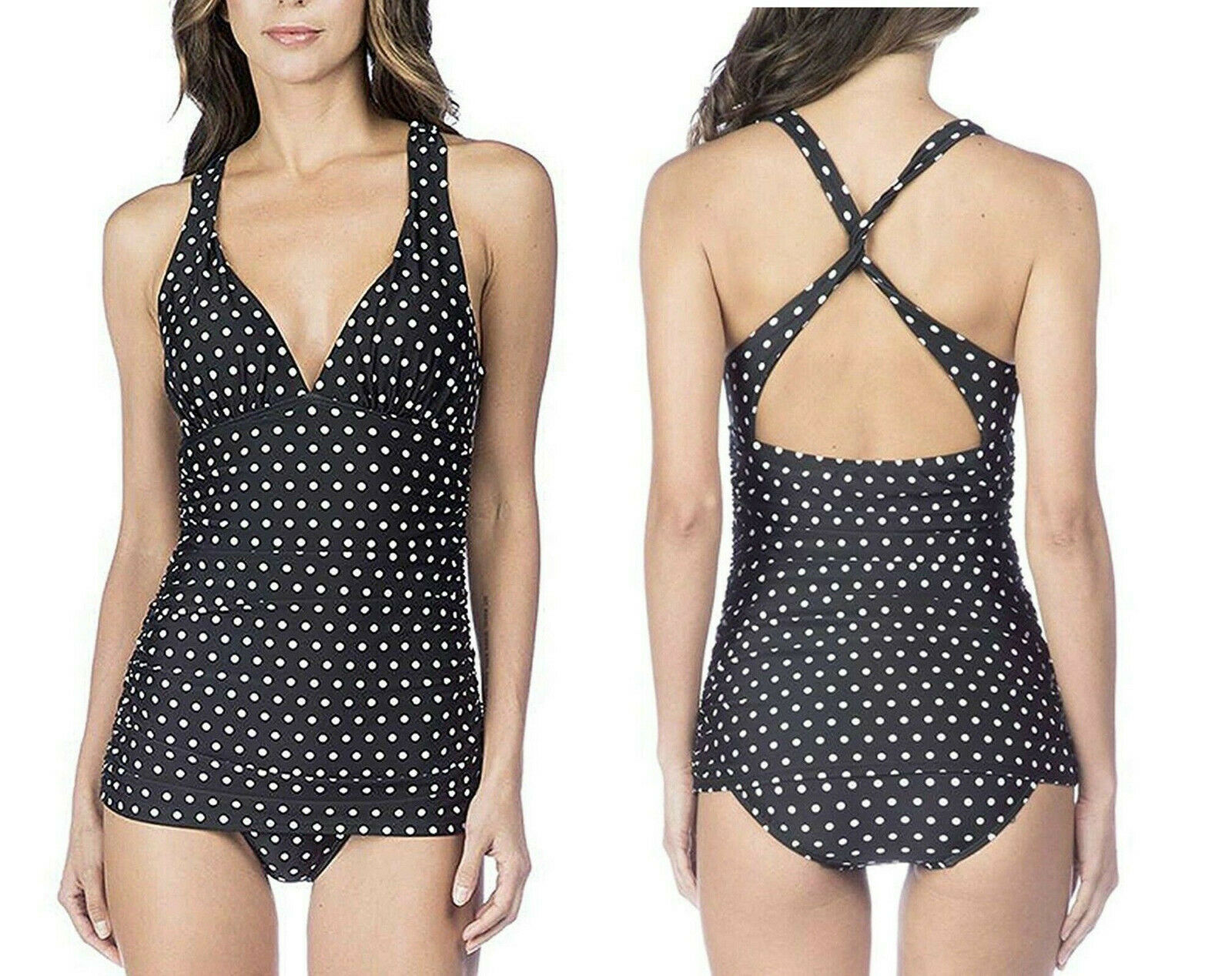 Lauren Ralph Lauren Polka Dot Printed Halter Swim Dress, Size 6, MSRP $120 - $54.44