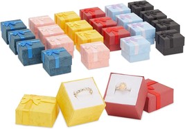 Juvale 24 Count Ring Gift Box Set With Bow For, 6 Colors, 1.6 X 1.2 In - £28.76 GBP