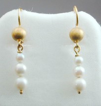 Corletto Italy 3 Graduated Cultured Pearl 18k Gold Dangle Earrings Lever... - $350.00