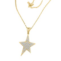 0.45cts Simulated Diamond Womens Star Chain Pendant 14k Yellow Gold GP - £42.62 GBP