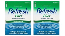 Refresh Plus Lubricant Eye Drops Preservative-Free, 30 Ct Pack 2 Exp 6/2024 - £15.48 GBP