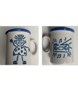 Just Mugs England Coffee Cup Boom Box 80s Music Cartoon Person Whimsical - $15.83