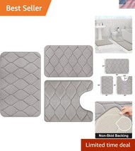 Luxurious Memory Foam Bath Mat Set - Ogee Design, Machine Washable, Grey - $513.56 MXN