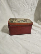 Vintage Red Tin &#39;A Winter Frolic&#39; W/Lid 6 5/8&quot; x 4 1/8&quot; x 3 1/2&quot; Skating... - $5.00