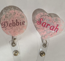 retractable badge holder - Breast Cancer Awareness With Your Name In Pink - $9.90