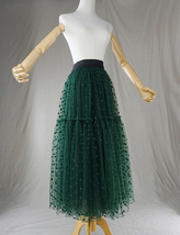 Dark Green Layered Tulle Skirt Women Custom Plus Size Midi Tutu Skirt image 6