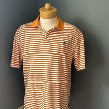 Callaway Golf Polo Shirt Striped Orange and White Medium with logo. Shor... - $24.75