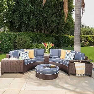 Christopher Knight Home Madras Tortuga Outdoor Wicker 1/2 Round Seating ... - £2,498.60 GBP