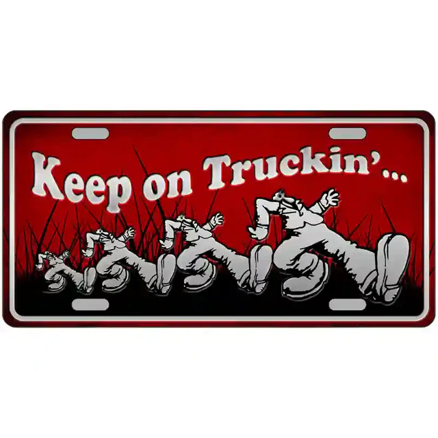 Keep On Trucking License Plate – Trucker Gift, Durable Aluminum - 6&quot; x 12&quot; - $9.99