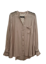 Free People The Best Blouse Crochet Lace Back Button Down Size Medium M - £23.35 GBP