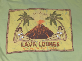 Joe Marlin Lava Lounge Large t shirt palm trees bikini girls USED FLAWED - $12.86