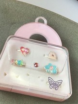 Lot of Kids Enamel Heart Butterfly LOVE Silvertone Adjustable Rings in Pink Plas - £7.46 GBP