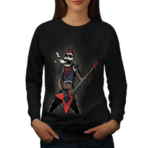 Wellcoda Rock Skull Music Womens Sweatshirt, Guitar Casual Pullover Jumper - £23.10 GBP+