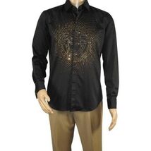 Mens CEREMONIA Shirt 100% Cotton Medusa Medallion Rhine Stones #stn 15 vrs black image 2