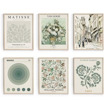 Sage Green Master Wall Art Prints, Abstract Matisse Wall Art Exhibition Posters, - £22.37 GBP