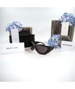 Balenciaga BB0154S Havana Brown Tortoise Logo Acrylic Wrap Sunglasses NW... - $410.66 CAD