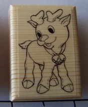 Baby Reindeer CHRISTMAS new mounted rubber stamp Rudolph rubber stamp - $8.00