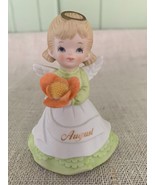 Vintage 1985 Lefton China August Birthday Angel Figurine w/ Flower MINT - $18.00