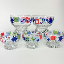 Michiko London Glass decorated Glasses desert bowls set of 5 - £31.02 GBP