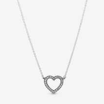Sterling Silver Pandora Sparkling Open Heart Necklace,Birthday Gift,Gift For Her - $23.99