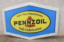 Vintage Pennzoil Motor Oil Sign Gas station dealer 100% Pennsylvania Lub... - $213.77