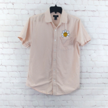 Forever 21 Shirt Mens Small Pink Embroidered Pocket Button Down Cotton Casual - £15.65 GBP