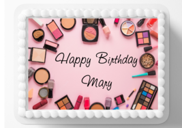 Happy Birthday Makeup Party Edible Image Cake Topper Easy Peel Sticker D... - $262.16 MXN+