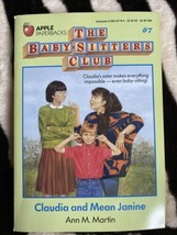 VTG The Baby Sitters Club #7 Claudia And Mean Janine Novel Book Ann M Martin - £7.99 GBP