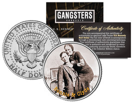 BONNIE CLYDE Gangster Outlaws Robbers JFK Kennedy Half Dollar US Coloriz... - £6.83 GBP