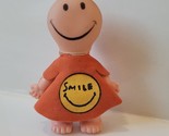 Vintage 1965 Uneeda HaPee Wee Doll Orange Dress Happy Face Smiley 3.5&quot; - £19.94 GBP