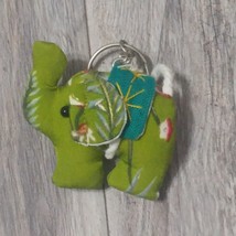 Green paisley cloth elephant Keychain - $11.65