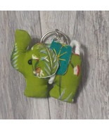 Green paisley cloth elephant Keychain - $11.65