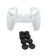 Silicone Grip White + (8) Multi Thumb Analog Caps For PS5 Controller Acc... - £7.26 GBP