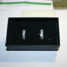 Princess Diamond Alternatives Huggie Small Hoop Earrings White 14k over 925 SS - £48.81 GBP