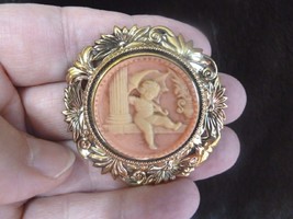(cs55-7) CHERUB angel I love angels cherubs CAMEO brass Pin Pendant Jewelry - £22.81 GBP