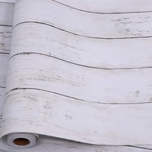 Abyssaly White Grey Wood Self Adhesive Paper 17.71 In X 32.8 Ft Removabl... - $32.97