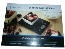 Mainstays Slimline Digital Scale Black - 11-lb Capacity, 6&quot;x5.5&quot; Weigh S... - £32.36 GBP