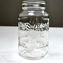 Vintage Atlas Mason Clear Glass Square Jar 20oz Regular Mouth NO LID 6.5in Décor - £16.02 GBP