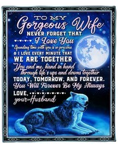 Together Forever Couple Wolf Love At The Moon Blanket Gift For Wife From Husband - £28.64 GBP+