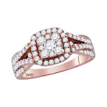 14kt Rose Gold Round Diamond Cluster Bridal Wedding Engagement Ring 1.00 Ctw - £1,027.44 GBP