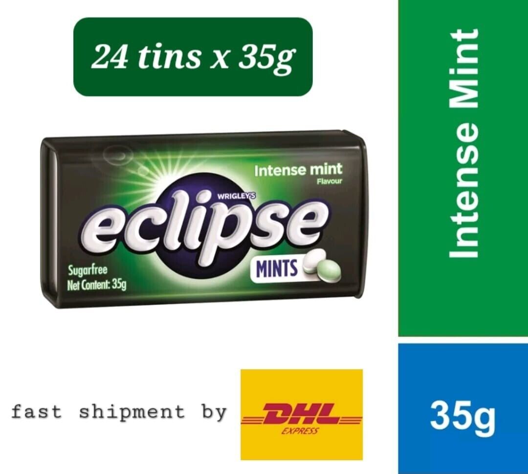 24 tins x 35g Wrigley's Eclipse Intense Mint Sugarfree Candy Breath - DHL - £108.34 GBP