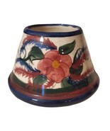 CERAMIC CANDLE LAMPSHADE TOPPER TOP FLORAL HANDPAINTED - SIGNED - DEB PE... - £37.94 GBP