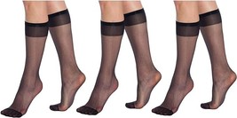 Sheer Knee High Socks for Women 15 Denier Stay up Band 3 Pairs - £7.51 GBP