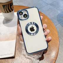 Clean Lens Luxury Transparent Plating Logo iPhone Case - $16.48