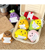 7 PCS Cute Handmade Positive Crochet Anime Plush Set – Fruit &amp; Veg Dolls... - $35.46 CAD